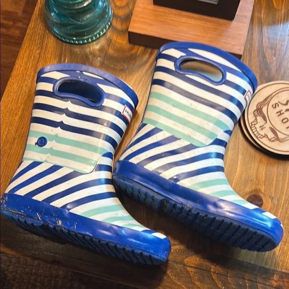 Hunter Blue and White Rain & Snow Boots